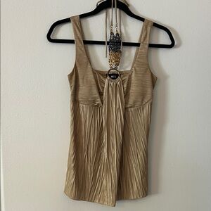 BCX Metallic Gold Top with Ring Detail